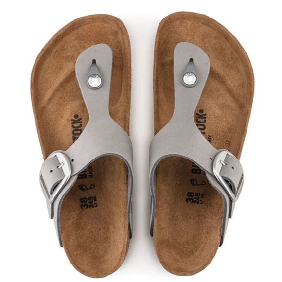 NIB $150 Birkenstock Gizeh Big Buckle Nubuck Leather in Dove Gray - size 37! - Picture 4 of 5